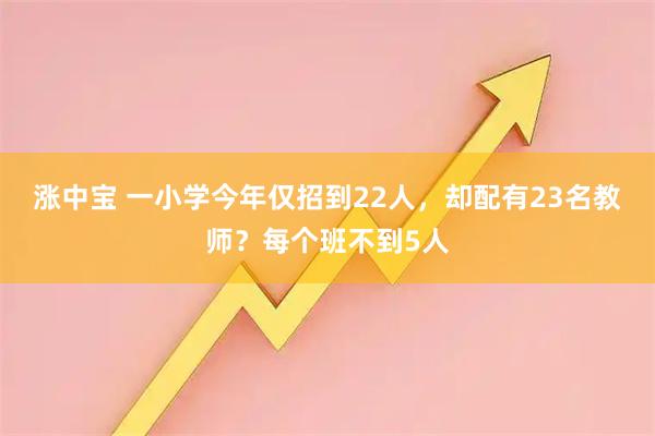 涨中宝 一小学今年仅招到22人，却配有23名教师？每个班不到5人